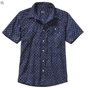 Patagonia Men’s Go To Shirt Navy & White Organic Cotton Size Medium